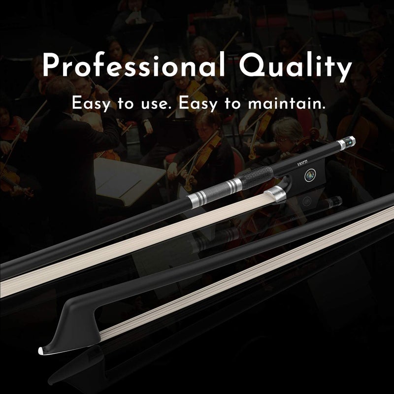Viotti Carbon Fiber Violin Bow, Hand Crafted by Professional Violin & Bow Makers, Strong, Stiff & Well Balanced, Made with Mongolian Horse Hair, For Violinists & Fiddlers of All Skill Levels - Image 2